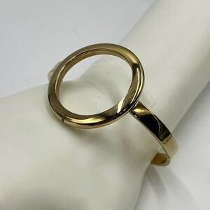 O.C.E.A.N. Brand Gold Tone Open Circle Bangle Bracelet Hinged Cuff Minimalist